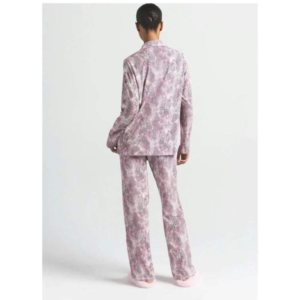 Skims Women‎ Size Small Sleep L/S Button Up Pajama Set Bloom Mini Multi Animal